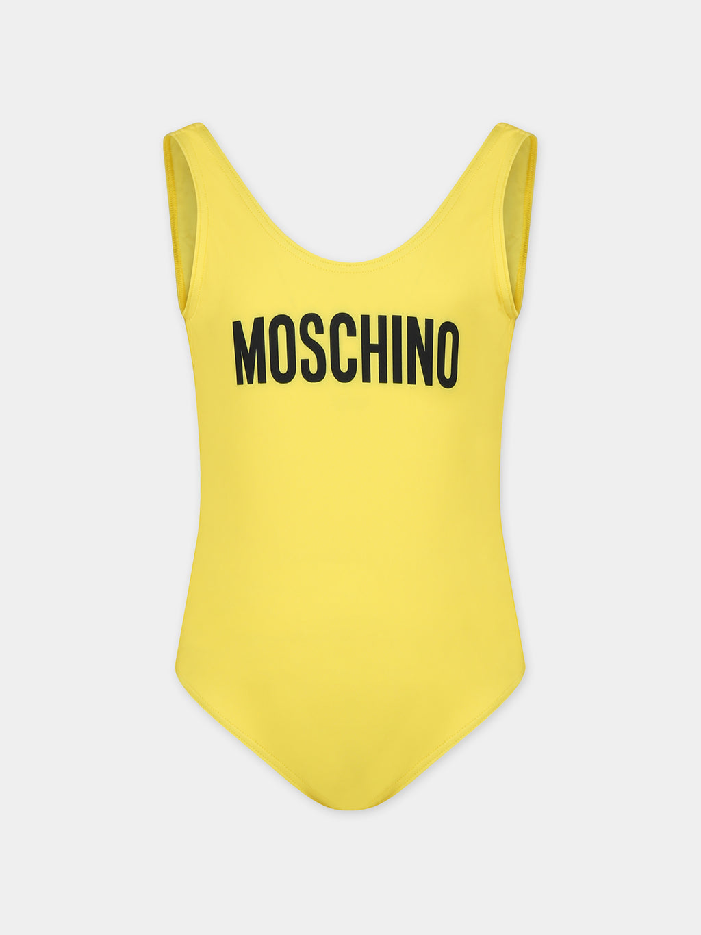 Yellow swimsuit for girl with logo